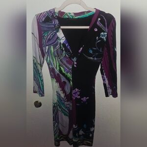 Roberto Cavalli Black and Multicolor Dress